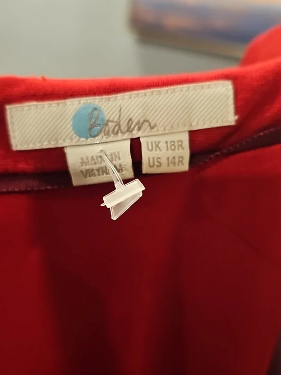 Boden Claudia Colorblock Dress Red/Pink/Aubergine Sz 14R EUC - Picture 9 of 11